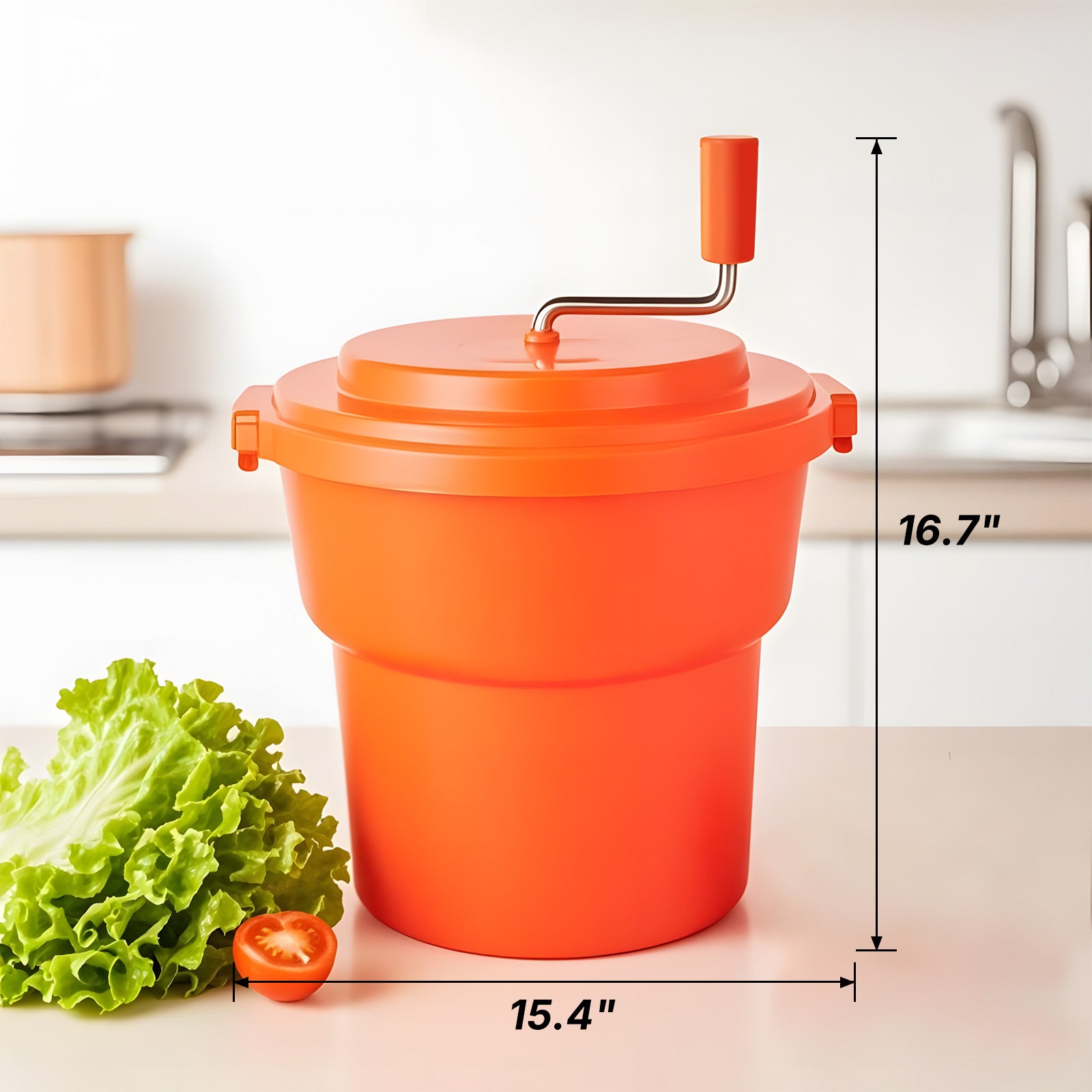 Clivia 2.5 Gal/10 Qt Commercial Salad Spinner, Large Manual Lettuce Dryer & Vegetable Spinner Dryer with Handle - Image 2