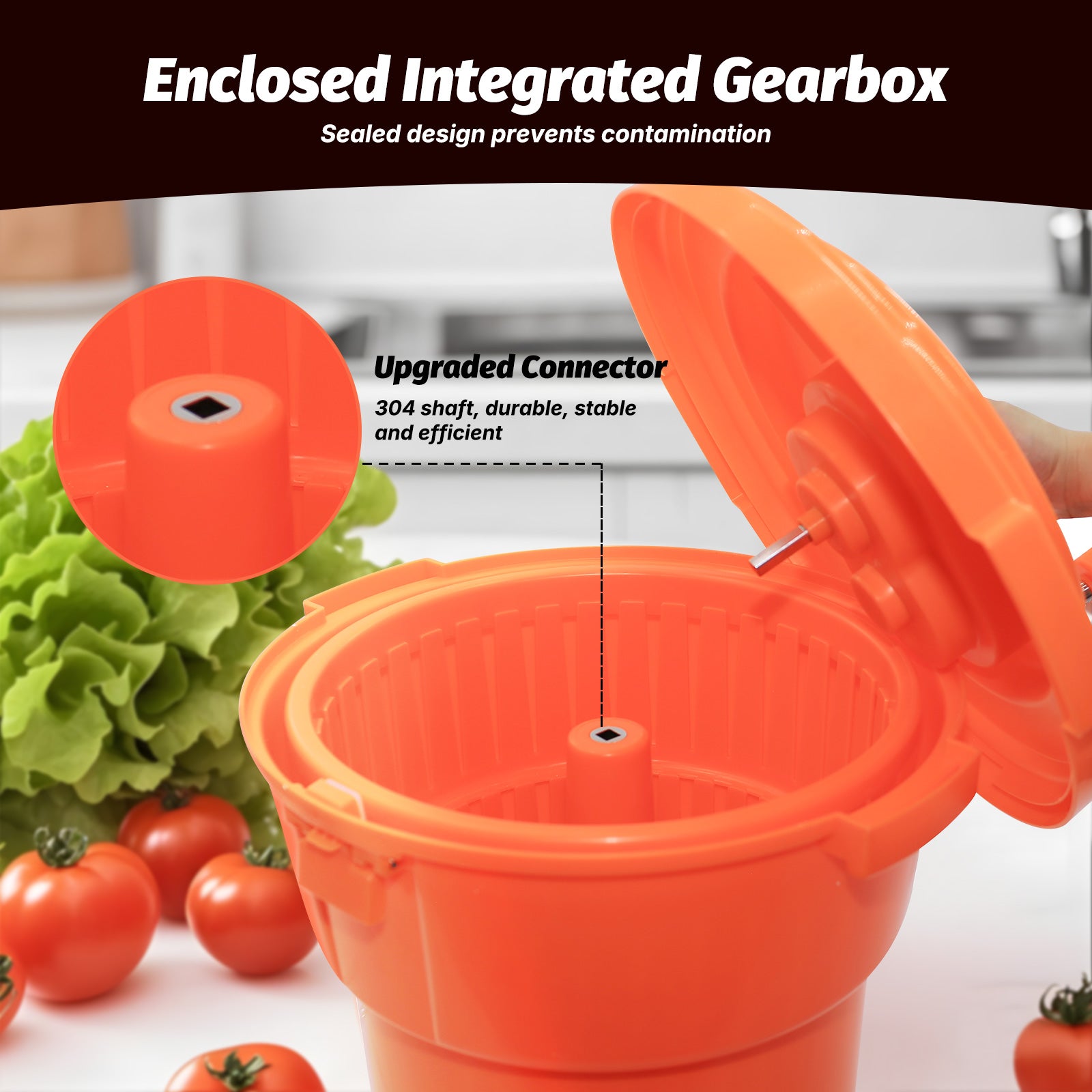 Clivia 2.5 Gal/10 Qt Commercial Salad Spinner, Large Manual Lettuce Dryer & Vegetable Spinner Dryer with Handle - Image 5