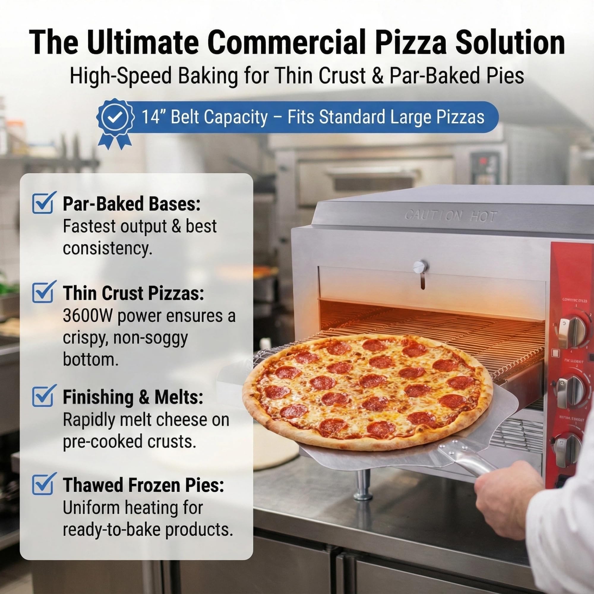 EasyRose 14" Commercial Conveyor Pizza Oven, 240V 3600W Stainless Steel Countertop Toaster Oven for Pizza & Sandwiches - Image 6