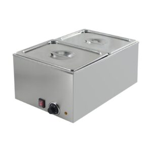 EasyRose 2-Pan Countertop Electric Food Warmer with Lids, 1200W Stainless Steel Buffet Bain Marie