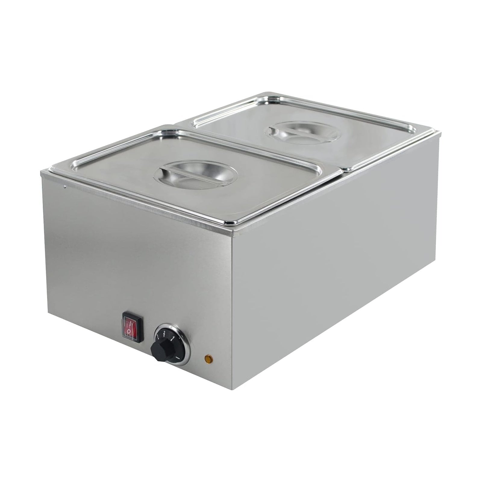EasyRose 2-Pan Countertop Electric Food Warmer with Lids, 1200W Stainless Steel Buffet Bain Marie