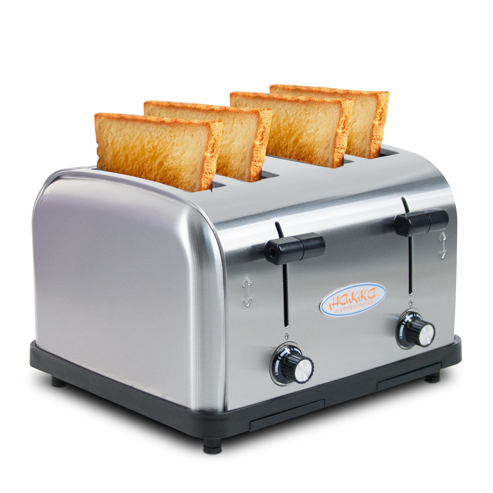 MorganGastro 4 Slice Commercial Toaster, 1800W Stainless Steel Bread Toaster with 6 Browning Settings, 1.5" Extra Wide Slots, Auto Pop-Up