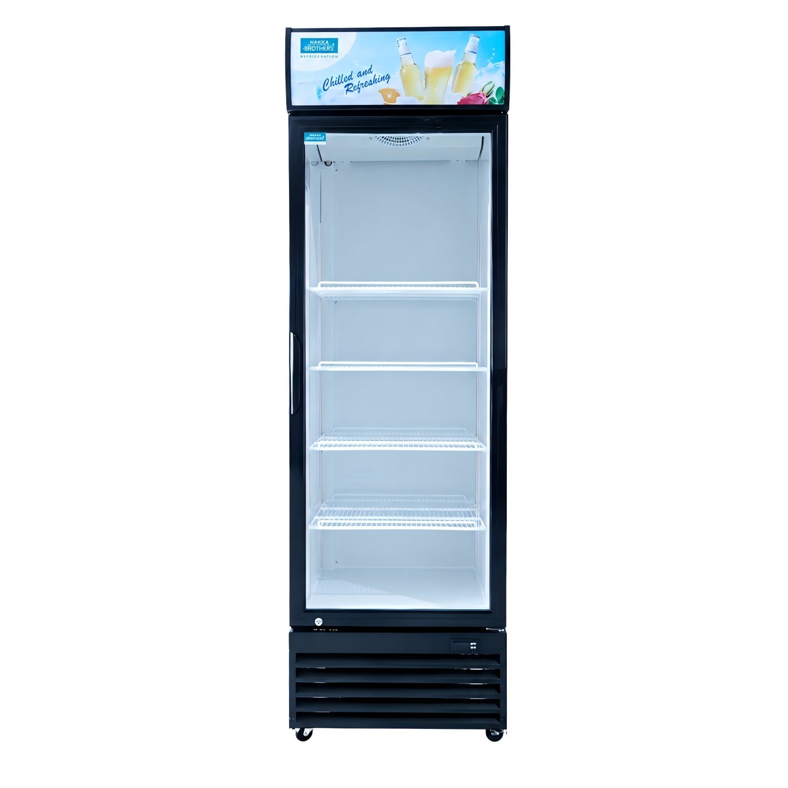 MorganGastro 15.2 Cu. Ft. / 430L Commercial Glass Door Merchandiser with Lightbox, 4 Adjustable Shelves and LED Lighting