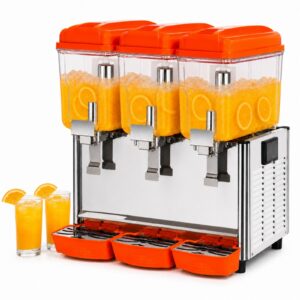 MorganGastro 3 x 12L Triple Bowl Refrigerated Beverage Dispenser, Commercial Juice Dispenser for Cafes and Restaurants