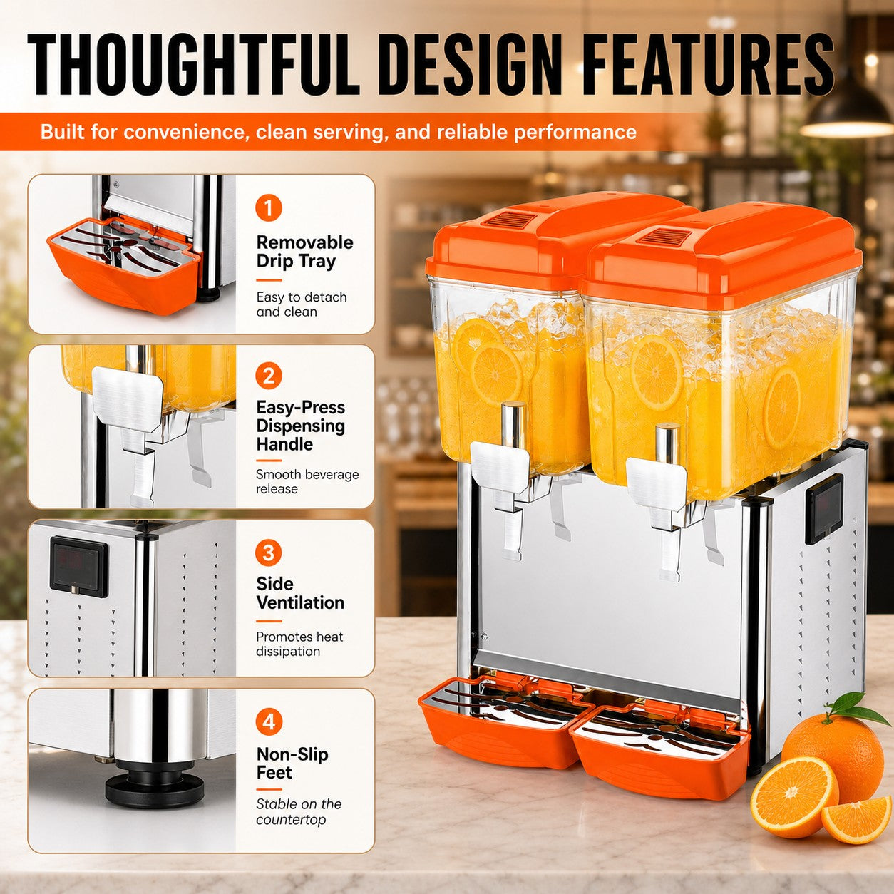MorganGastro 2 x 12L Dual Bowl Refrigerated Beverage Dispenser, Commercial Juice Dispenser for Cold Drinks - Image 5