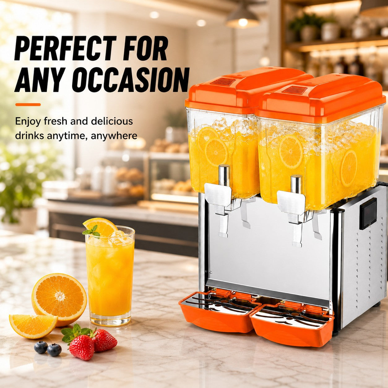 MorganGastro 2 x 12L Dual Bowl Refrigerated Beverage Dispenser, Commercial Juice Dispenser for Cold Drinks - Image 7