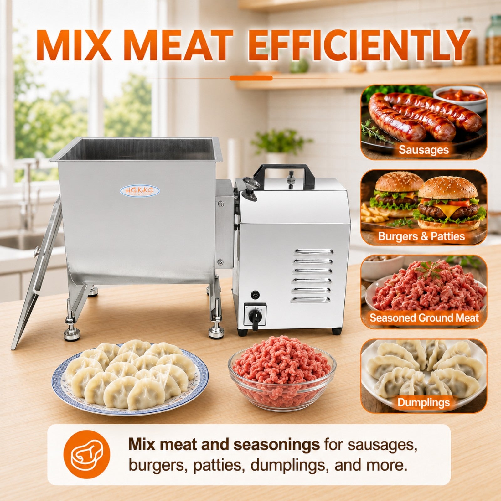 MorganGastro 22.5L/45 lbs Commercial Electric Meat Mixer with Motor, Stainless Steel Mixing Machine - Image 8