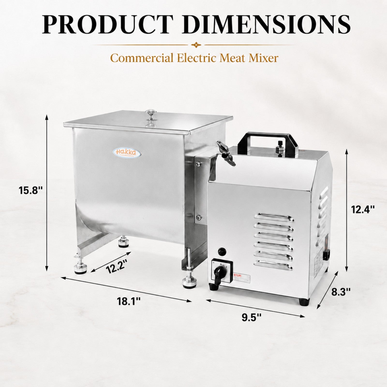 MorganGastro 22.5L/45 lbs Commercial Electric Meat Mixer with Motor, Stainless Steel Mixing Machine - Image 2