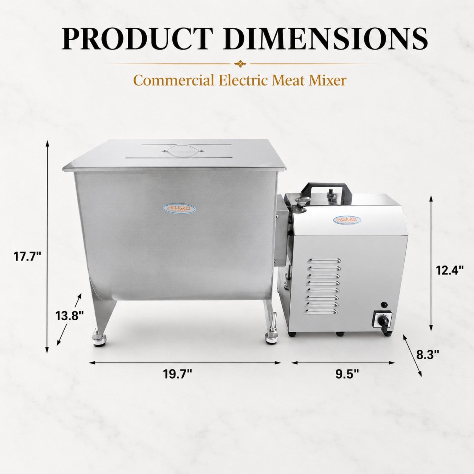 MorganGastro 30L/60 lbs Commercial Electric Meat Mixer with Motor, Stainless Steel Mixing Machine - Image 2