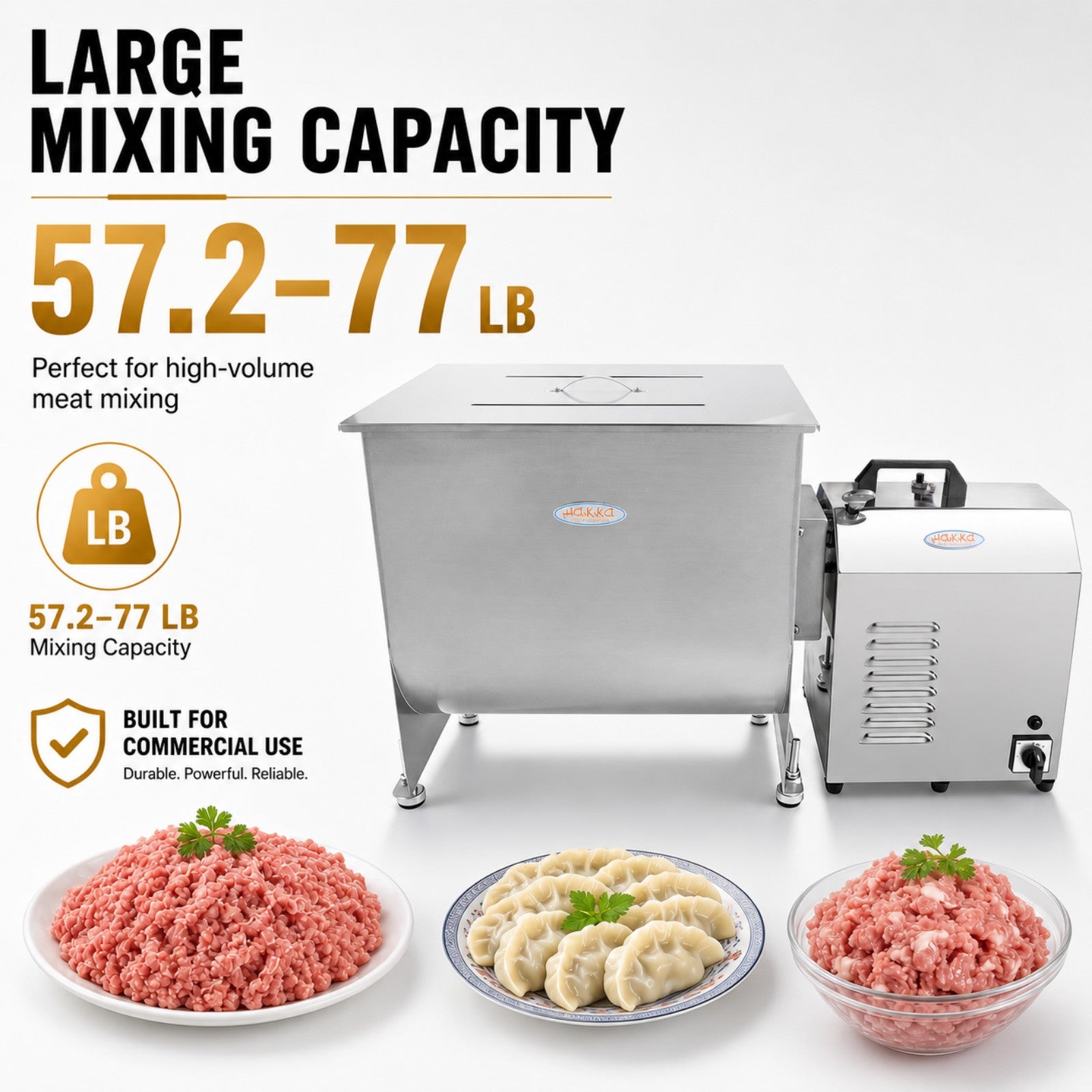 MorganGastro 30L/60 lbs Commercial Electric Meat Mixer with Motor, Stainless Steel Mixing Machine - Image 3