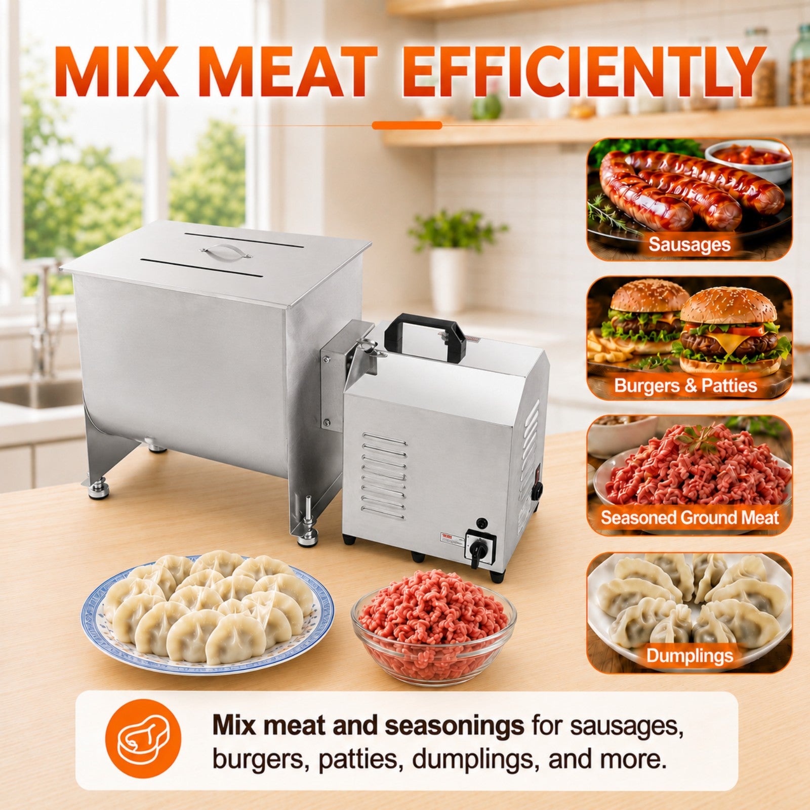 MorganGastro 37.5L/85 lbs Commercial Electric Meat Mixer with High-Power Motor, Stainless Steel Mixing Machine - Image 8
