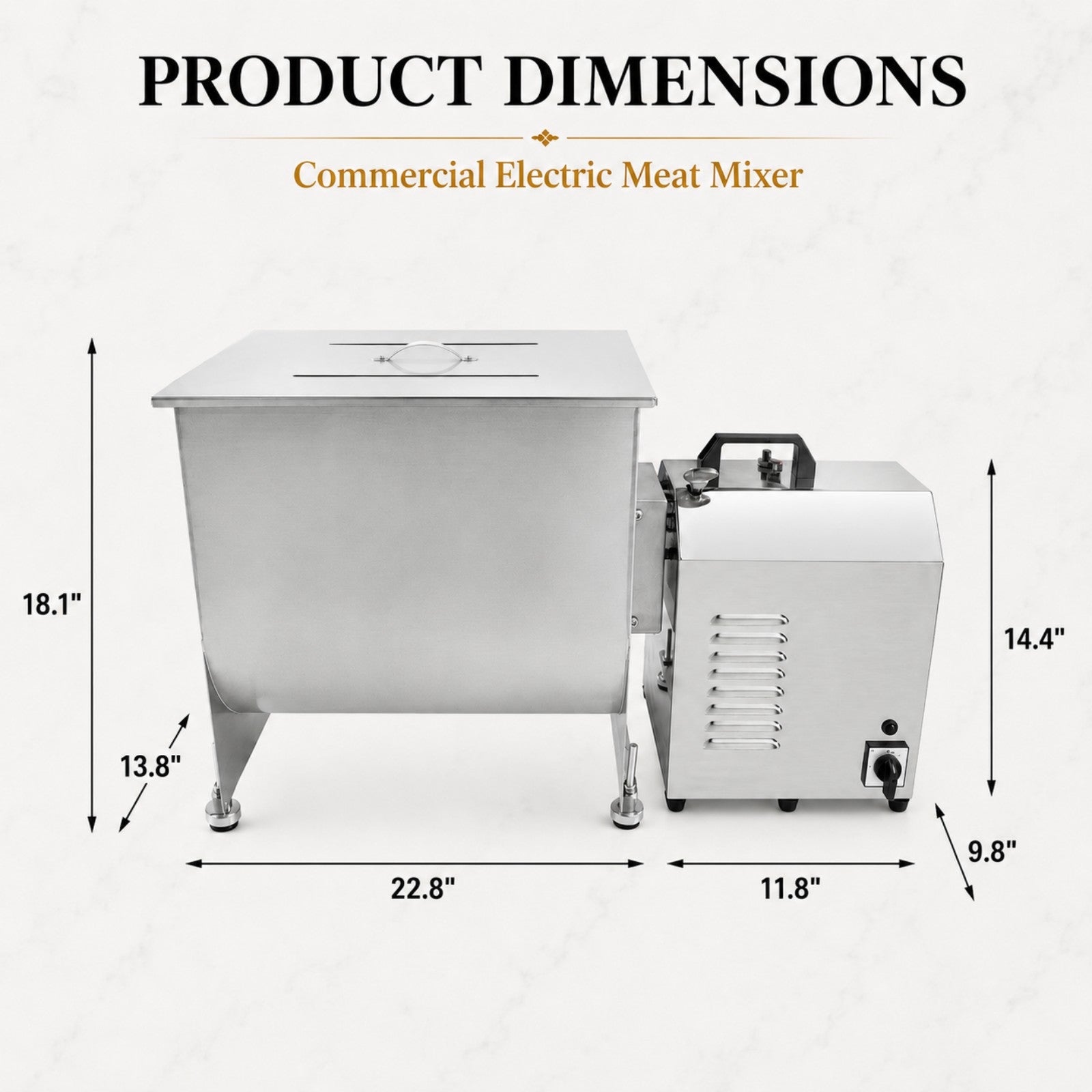 MorganGastro 37.5L/85 lbs Commercial Electric Meat Mixer with High-Power Motor, Stainless Steel Mixing Machine - Image 2