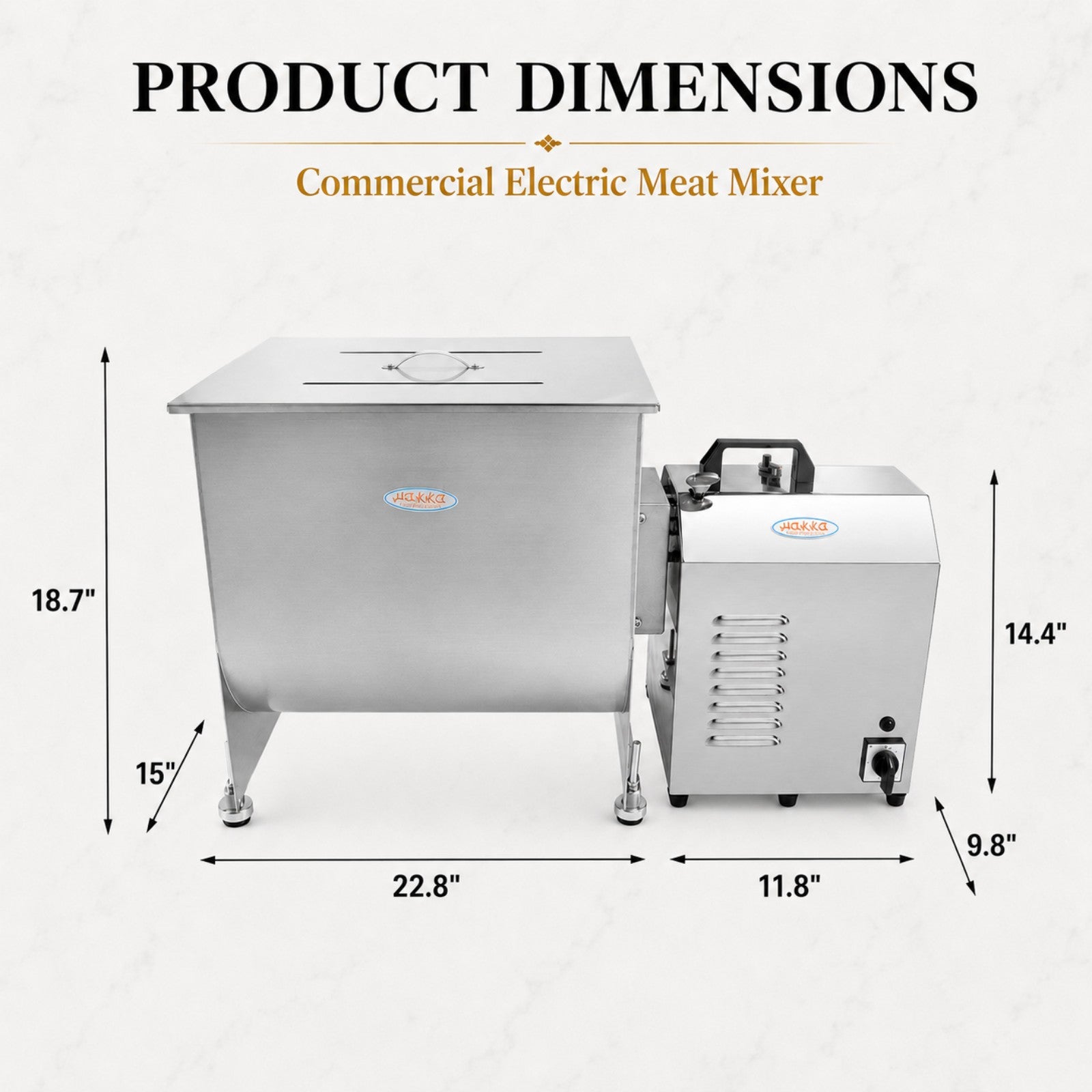 MorganGastro 45L/90 lbs Commercial Electric Meat Mixer with High-Power Motor, Stainless Steel Mixing Machine - Image 2
