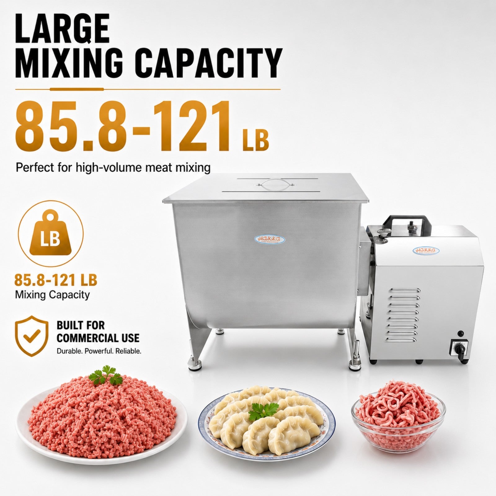 MorganGastro 45L/90 lbs Commercial Electric Meat Mixer with High-Power Motor, Stainless Steel Mixing Machine - Image 3