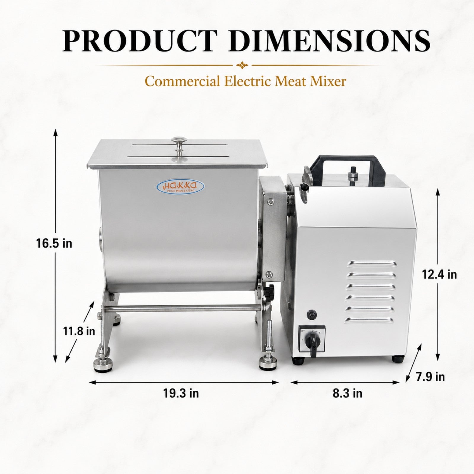 MorganGastro 15L/30lb Tilt Tank Electric Meat Mixer with 300W Motor, Stainless Steel Commercial Meat Mixer - Image 2