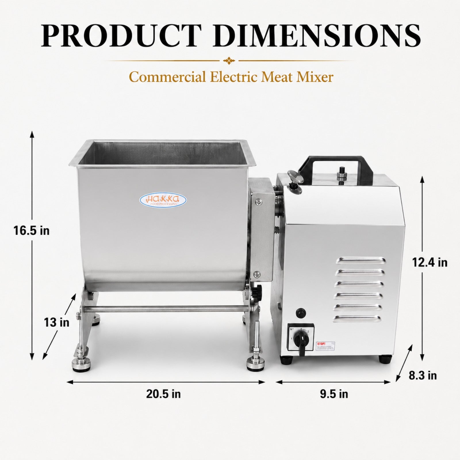 MorganGastro 22.5L/45 lbs Commercial Electric Tilting Meat Mixer with Motor, Stainless Steel Mixing Machine - Image 2