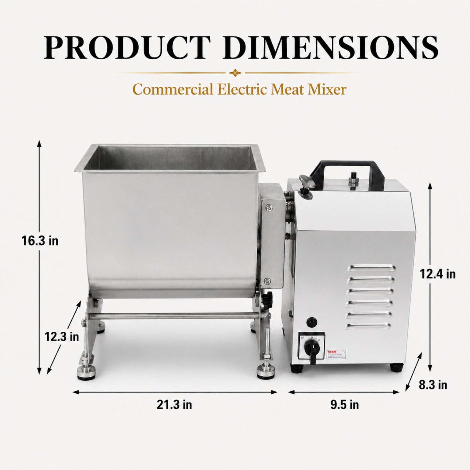 MorganGastro 30L/60 lbs Commercial Electric Tilting Meat Mixer with Motor, Stainless Steel Mixing Machine - Image 2