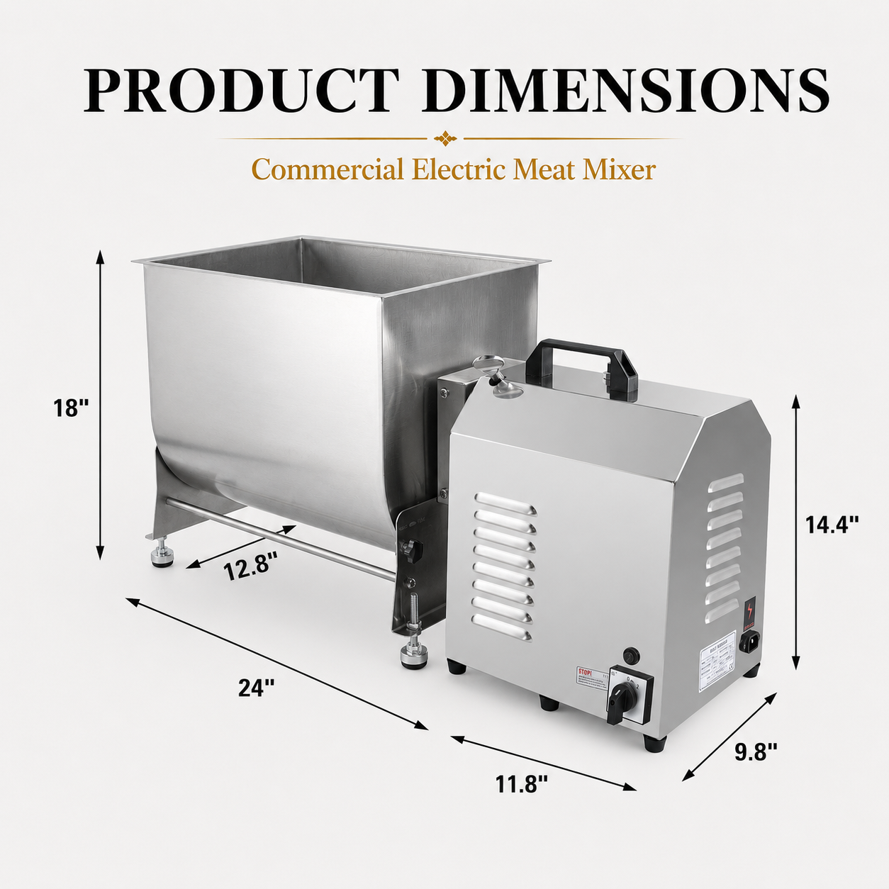 MorganGastro 37.5L/85 lbs Commercial Electric Tilting Meat Mixer with High-Power Motor, Stainless Steel Mixing - Image 2