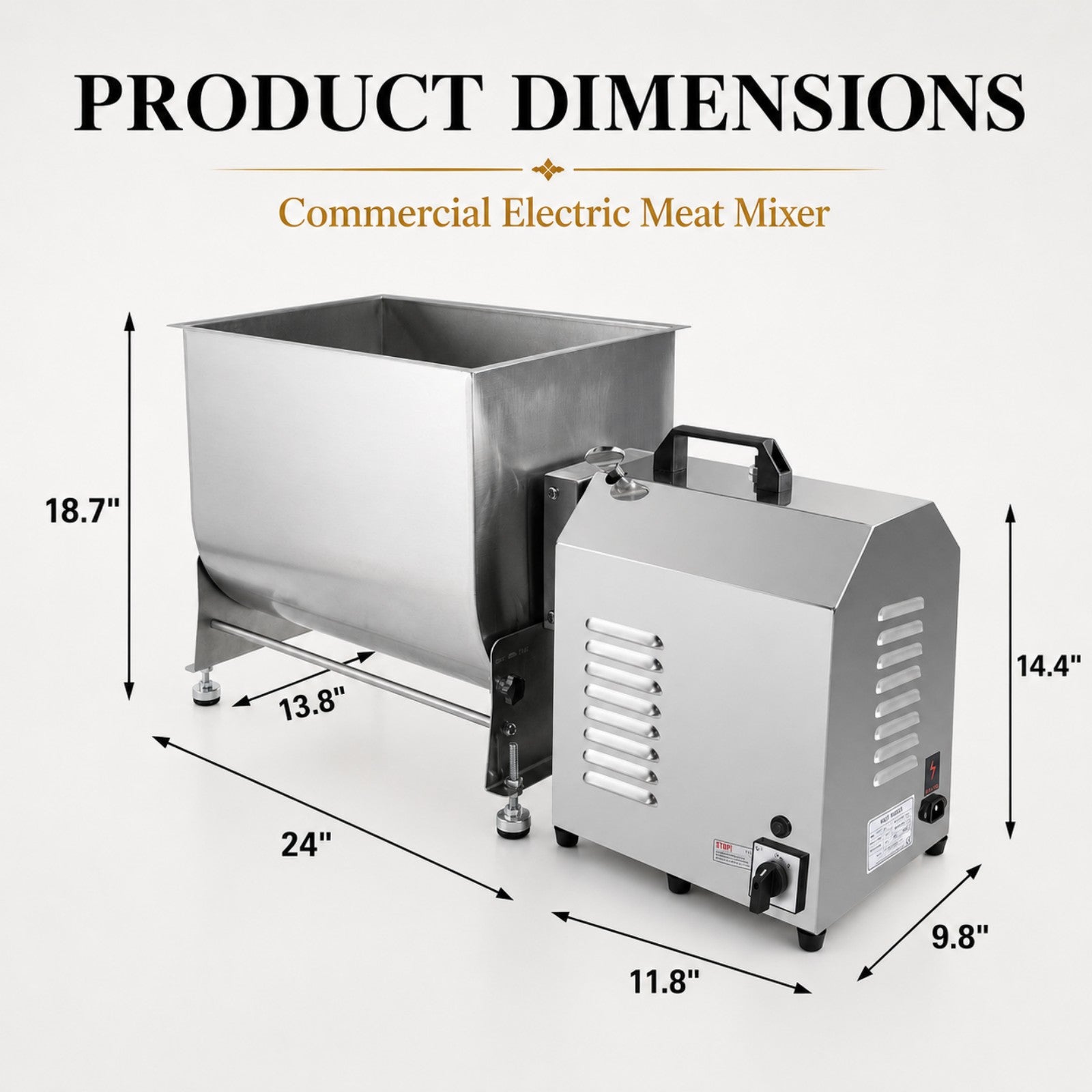 MorganGastro 45L/90 lbs Commercial Electric Tilting Meat Mixer with High-Power Motor, Stainless Steel Mixing Machine - Image 2