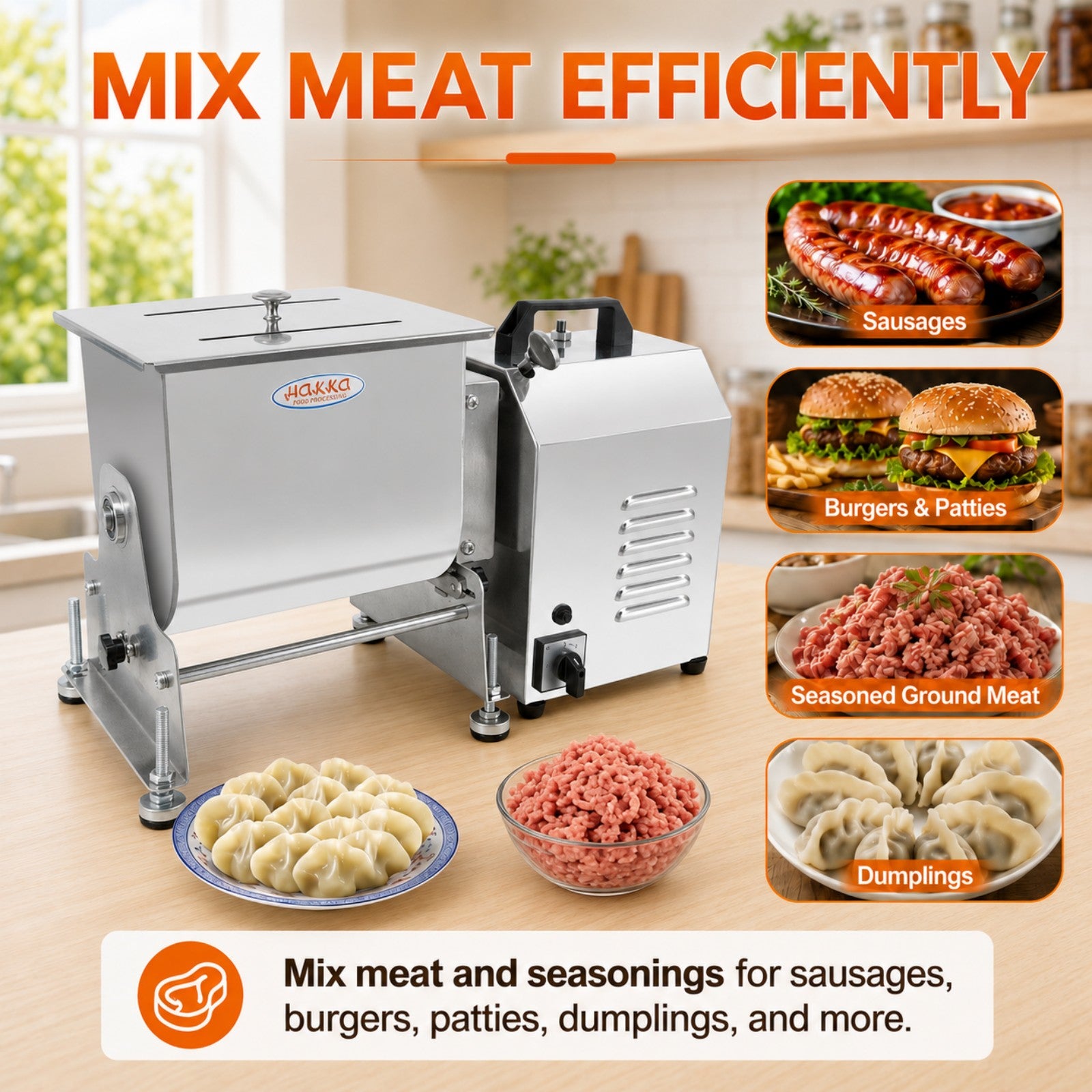 MorganGastro 15L/30lb Tilt Tank Electric Meat Mixer with 300W Motor, Stainless Steel Commercial Meat Mixer - Image 8