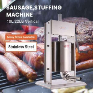 MorganGastro 22 Lb/10L Stainless Sausage Stuffer 2 Speed Vertical Meat Filler(Official Refurbishment)