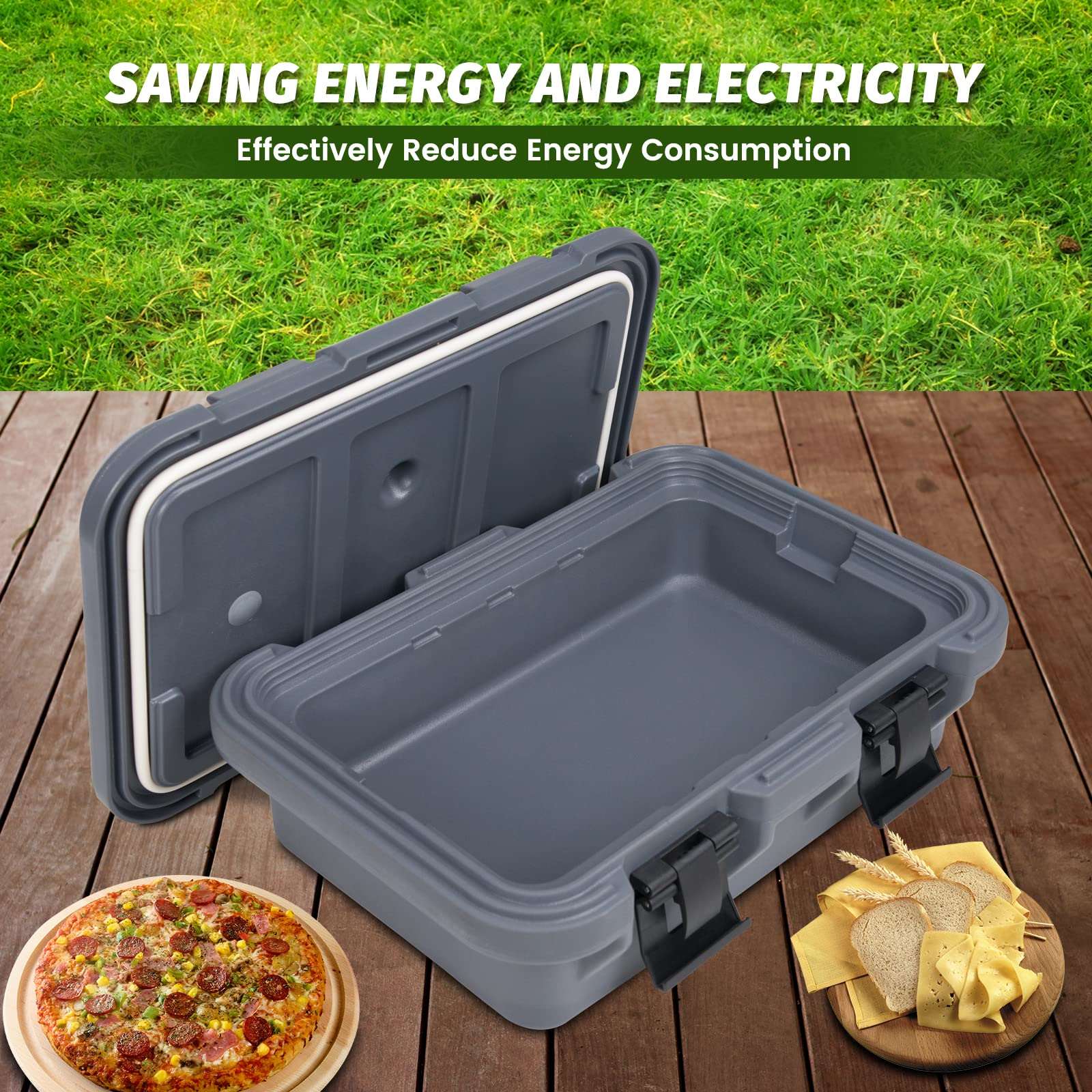 Clivia 14.8L Insulated Food Pan Carrier, Stackable and Loader, Suit for Restaurant, Canteen, Outdoor Banquets, Black - Image 3