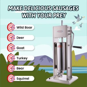 MorganGastro 11 Lb/5 L Stainless Sausage Stuffer 2 Speed Vertical Sausage Maker(Official Refurbishment)