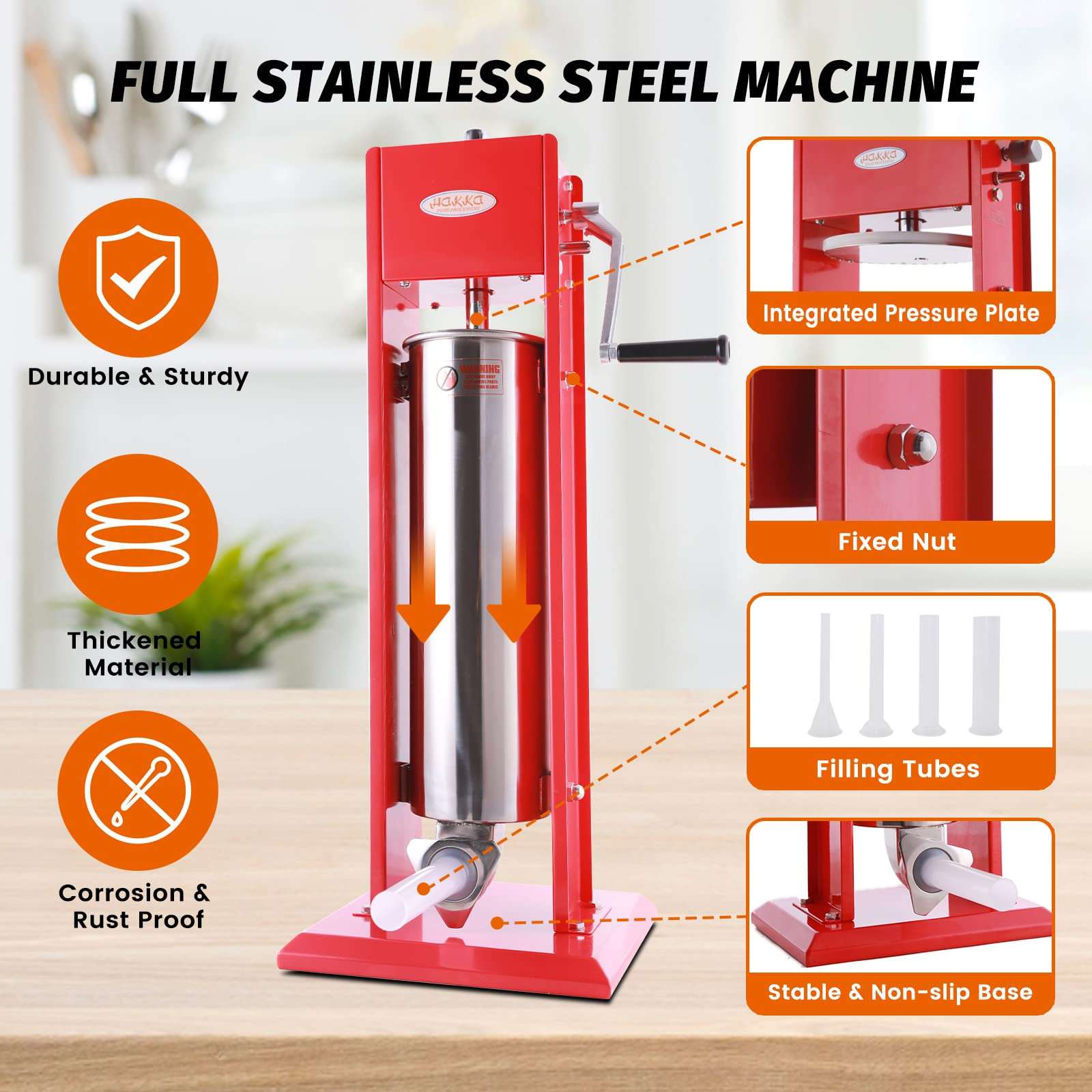 MorganGastro 15 Lb/7L 2 Speed Vertical Spray-painted Sausage Stuffer - Image 3