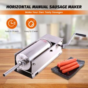 MorganGastro 11 Lbs(5liter) Sausage Stuffer 2 Speed Stainless Steel Horizontal Sausage Filler(Official Refurbishment)