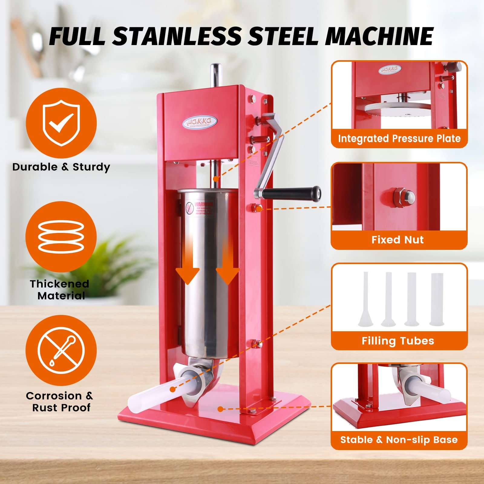 MorganGastro 11 Lb/5 L Spray-painted Vertical Sausage Stuffer - Image 3