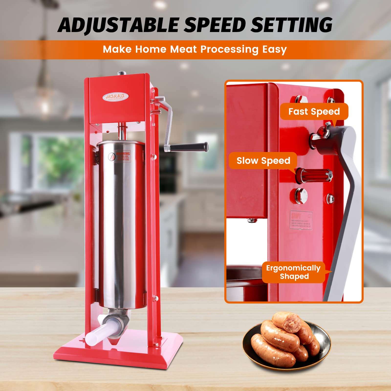 MorganGastro 15 Lb/7L 2 Speed Vertical Spray-painted Sausage Stuffer - Image 2