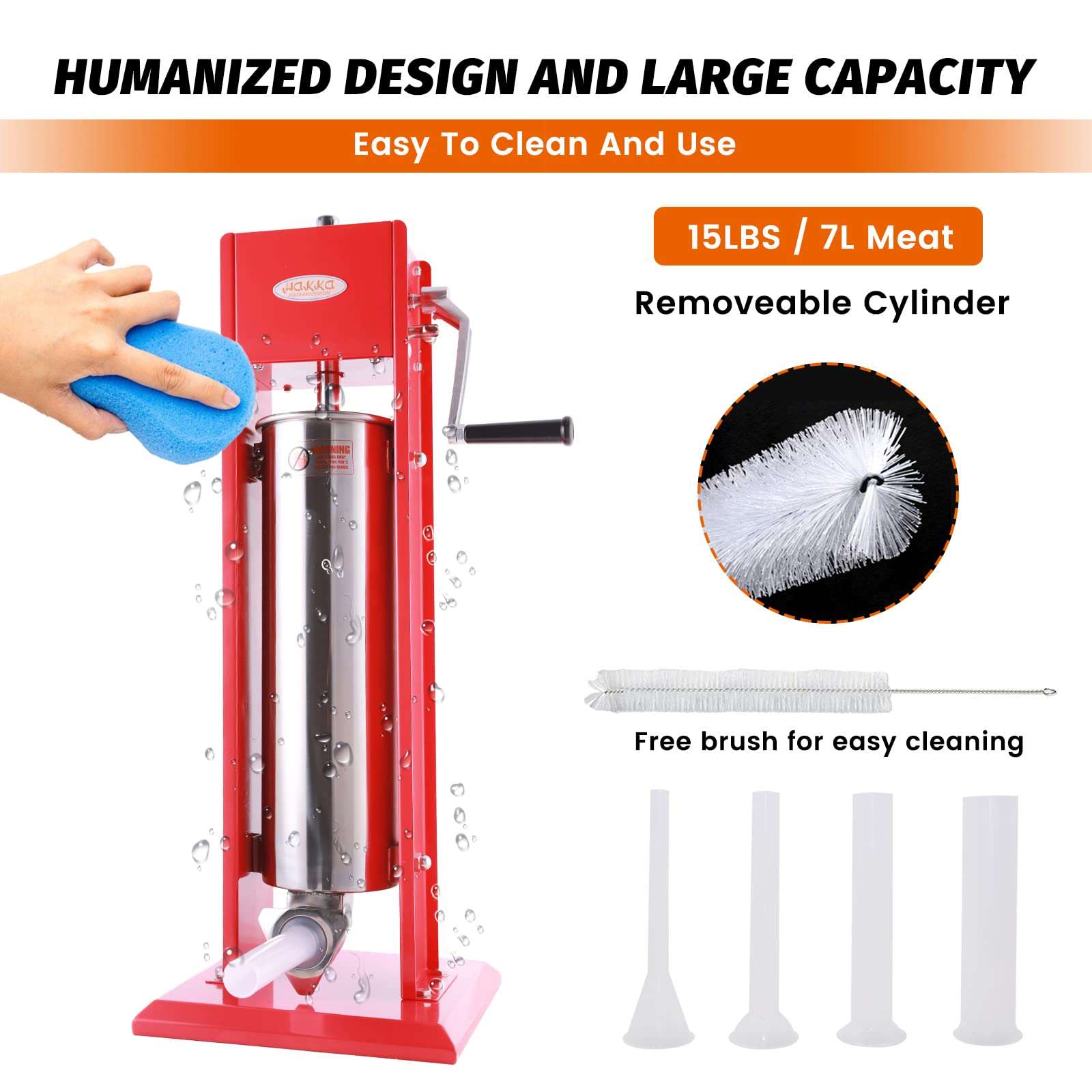 MorganGastro 15 Lb/7L 2 Speed Vertical Spray-painted Sausage Stuffer - Image 4