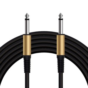 20 Feet Professional Guitar Instrument Cable with Black PVC Jacket Straight 1/4" TS to Straight 1/4" TS for Electric Guitar