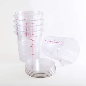 Clivia 8 Qt Commercial Grade Round Food Storage Containers with Lids,Polycarbonate,Clear - Case of 5