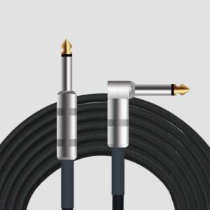 10feet Professional Guitar Instrument Cable, Guitar Cable Right Angle1/4 Inch TS to Straight 1/4 Inch TS for Electric Guitar, Bass, Keyboard, Pro Audio