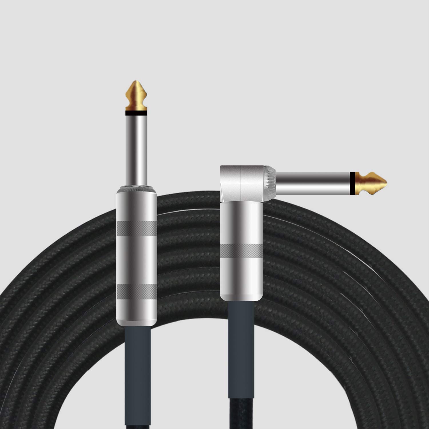 10feet Professional Guitar Instrument Cable, Guitar Cable Right Angle1/4 Inch TS to Straight 1/4 Inch TS for Electric Guitar, Bass, Keyboard, Pro Audio