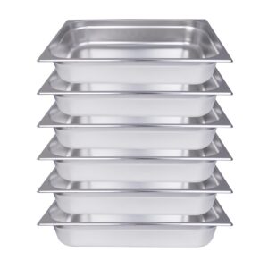 Clivia Hotel Pans Full Size 4inch Deep 1/1 Stainless Steel Steam Table Pans 6Pack