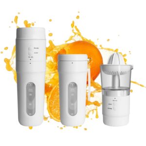 MorganGastro Portable Blender 3 in 1 Personal Blender, 12oz Fresh Juice Mini Blender for Shakes and Smoothies with USB Type-C Rechargeable, White