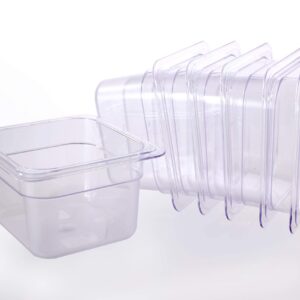 Clivia 1/6 Size Polycarbonate Food Pans,6"Deep,Clear - Pack of 6