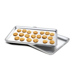 Clivia Commercial Baking Sheet,Aluminum Baking Pans Set,Cookie Sheets for Baking,Warp ResistantNon Stick Bread Baking Tray (13"x9"X2PCS)