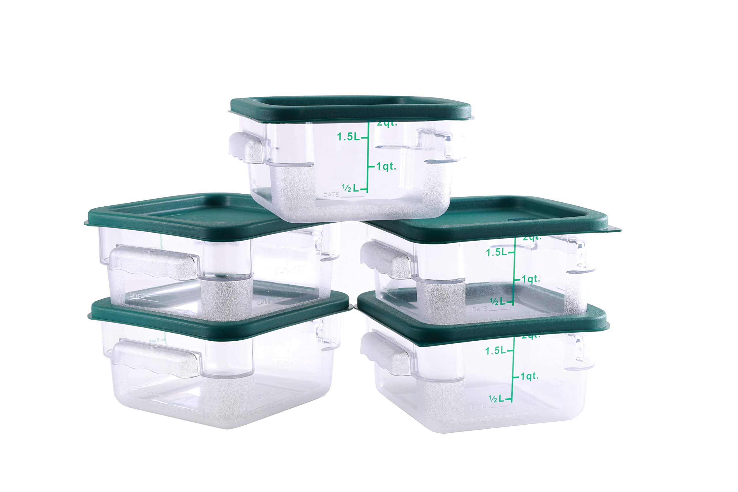 Clivia 2 Qt Commercial Grade Square Food Storage Containers with Lids,Polycarbonate,Clear - Case of 5 - Image 4