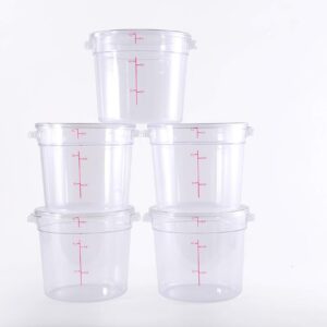 Clivia 6 Qt Commercial Grade Round Food Storage Containers With Lids,Polycarbonate,Clear - Case of 5