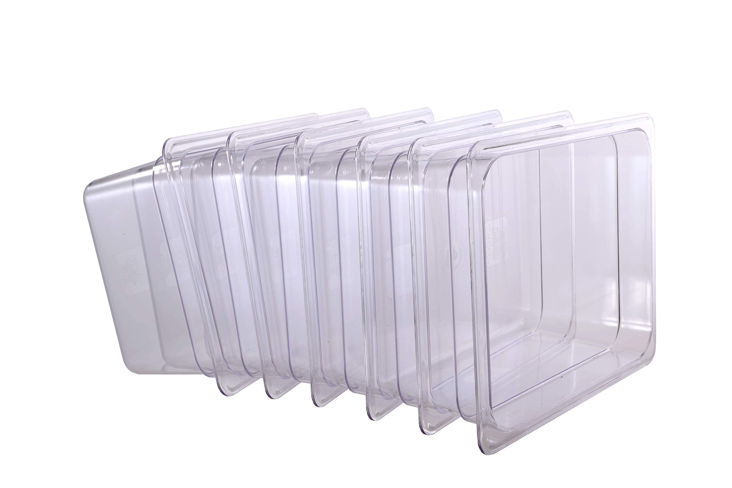 Clivia 6-Pack Food Pan Half Size Clear Polycarbonate Food Pans 1/2 Size 4" Deep Commercial Hotel Pans for Party, Restaurant, Hotel