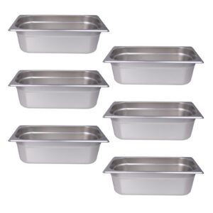 Clivia 6-Pack Hotel Pans Steam Table Pan 1/3 Size Hotel Pan 4" Deep Stainless Steel Pan for Party, Restaurant, Hotel