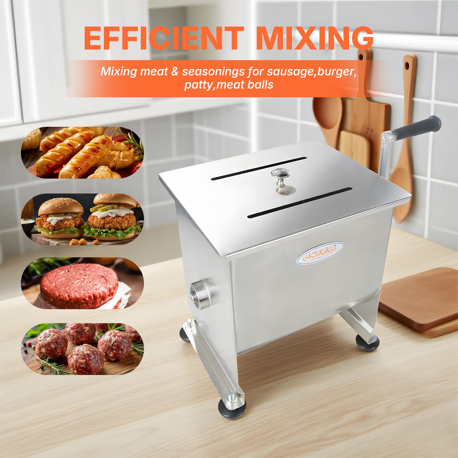 MorganGastro 45-Pound/30-Liter capacity Tank Stainless Steel Manual Meat Mixer (Mixing Maximum 45-Pound for Meat) - Image 3