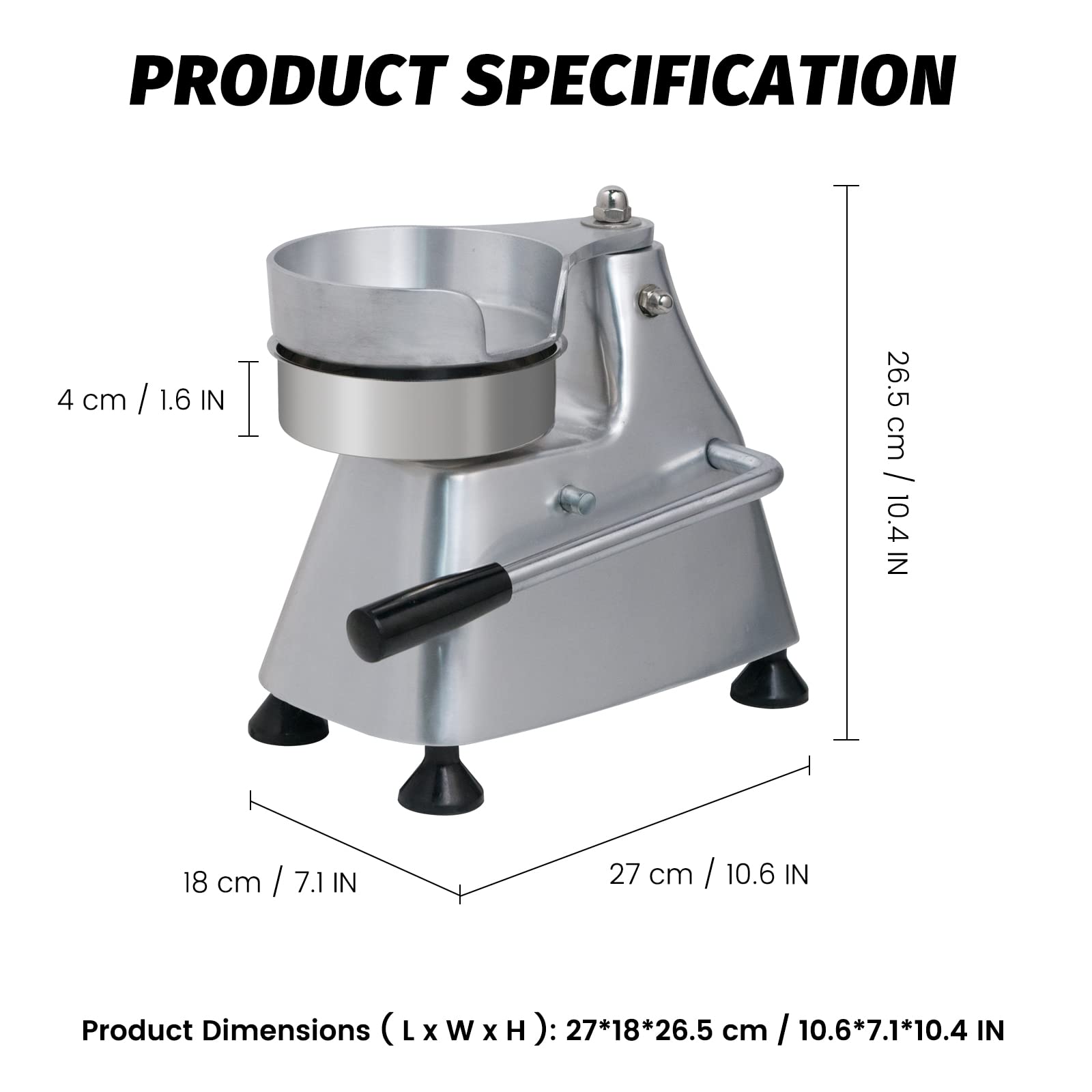 (Official Refurbishment)MorganGastro Commercial Burger Press 3 in 1 Heavy Duty Hamburger Press, Hamburger Patty Maker, with Three Size Trays 4"/5"/6", Includes 1500 Pcs Patty Papers - Image 3