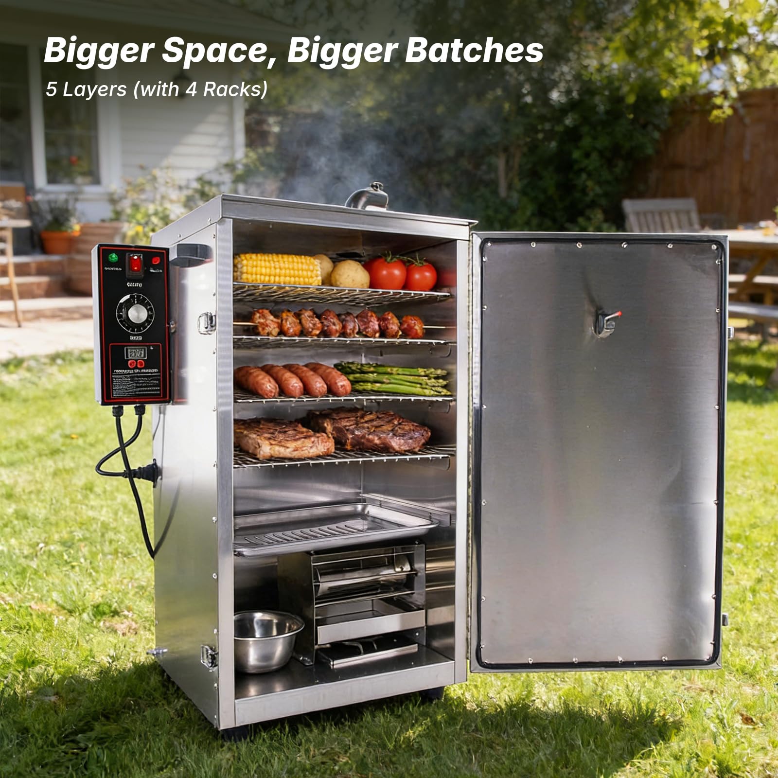 MorganGastro Outdoor Digital Electric Barbecue Smoker 4 Layers BBQ Meat Smoker Grill - Image 3