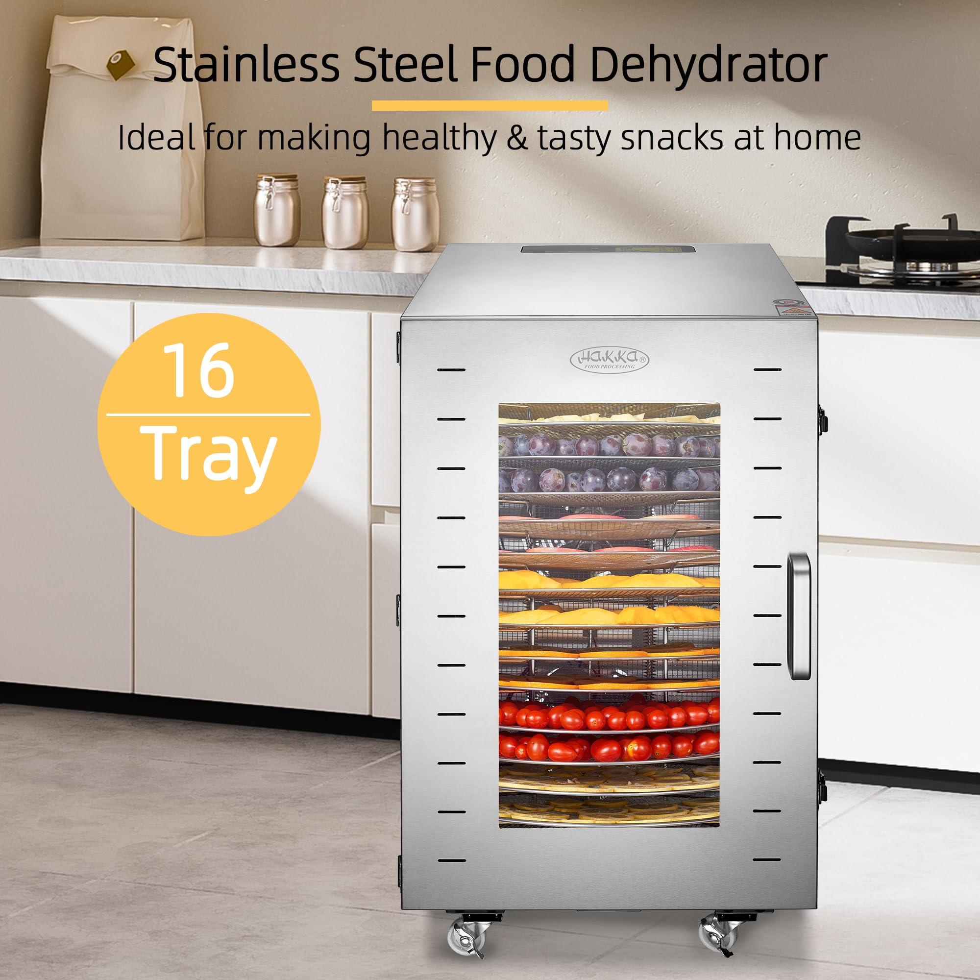 MorganGastro Food Dehydrator 16 Trays Stainless Steel 360° Rotation Meat Jerky Dryer - Image 3