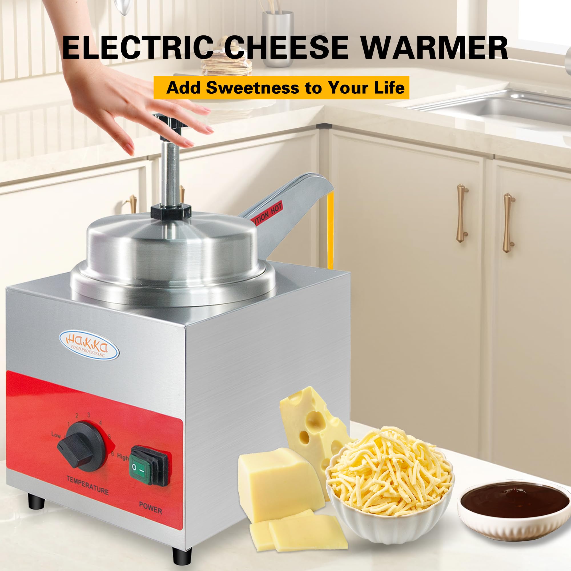 EasyRose 3.5 Qt Electric Cheese Warmer Pump Dispenser, 550W Nacho Cheese Sauce Melter - Image 6