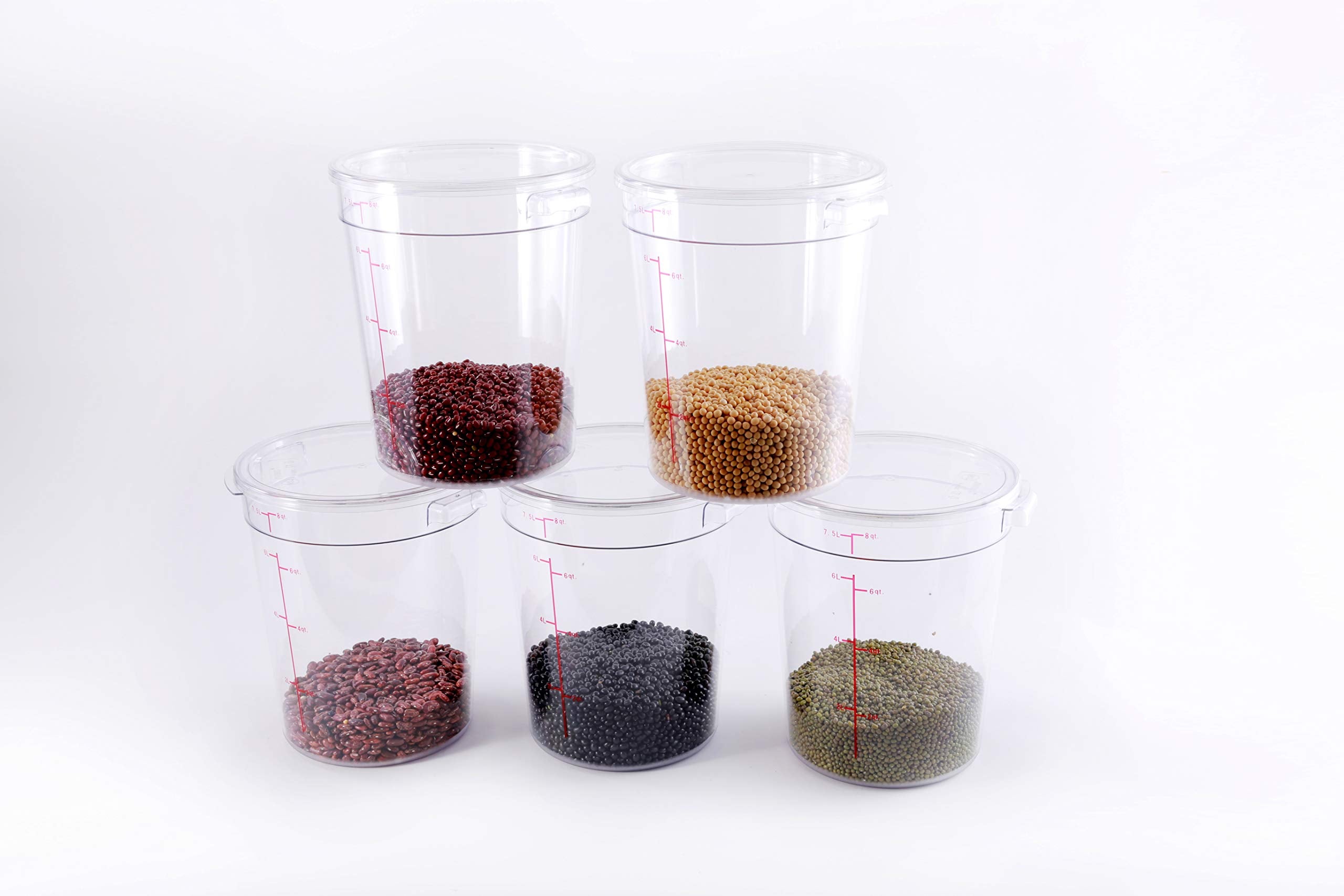 Clivia 8 Qt Commercial Grade Round Food Storage Containers with Lids,Polycarbonate,Clear - Case of 5 - Image 3